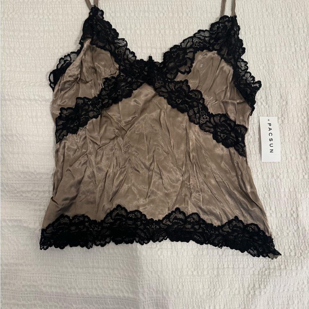 PacSun Brown and Black Lace Cami